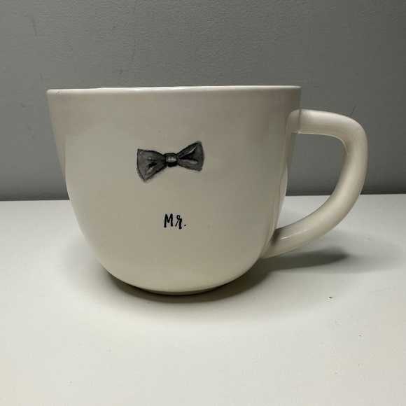 Rae Dunn Mr. Mister Bow Tie Coffee Mug Gray Inside By Magenta Typewriter Font - Picture 1 of 8